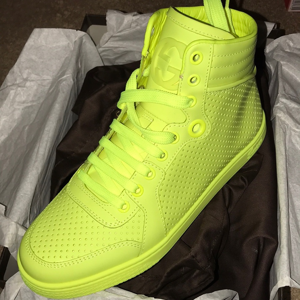 Gucci neon matte high top sneakers
